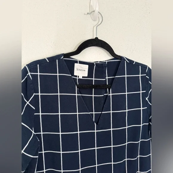 Kowtow Archive Cotton Twill Organic Cotton Cropped Jumpsuit in Blue Check Medium - Picture 4 of 7